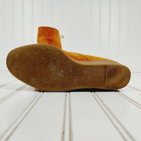Lucky Brand Junes Leather Lace Up Wedge Chukka Ankle Boots C 606 - Picture 10 of 13
